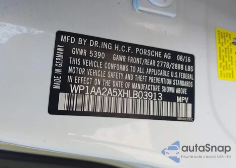 2017 Porsche Macan z USA, uszkodzony, nr VIN WP1AA2A5XHLB03913